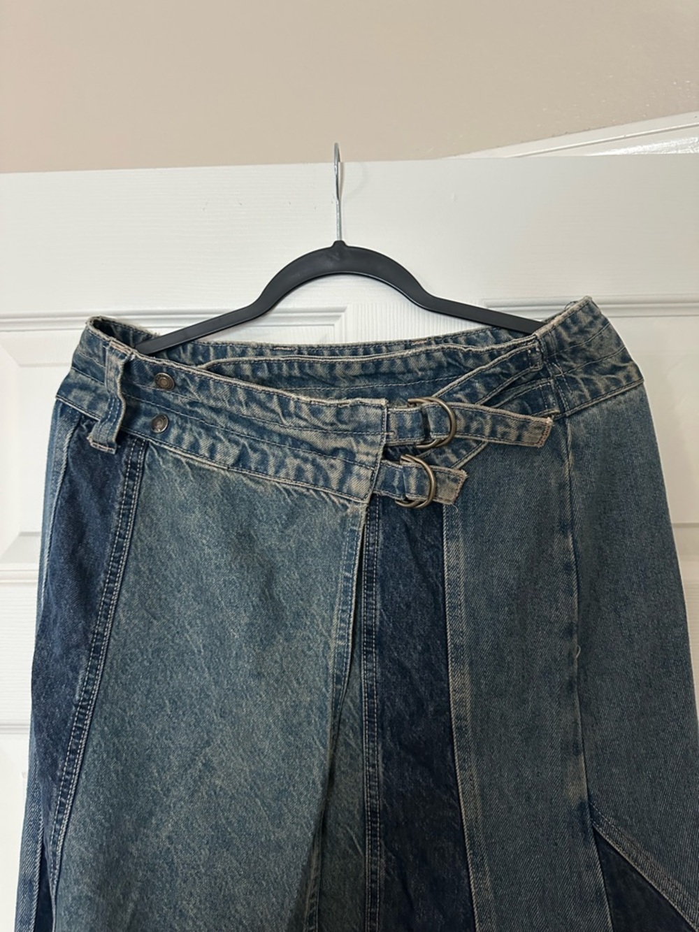 Free People Patchwork Denim High-Low Skirt - Picture 2 of 4